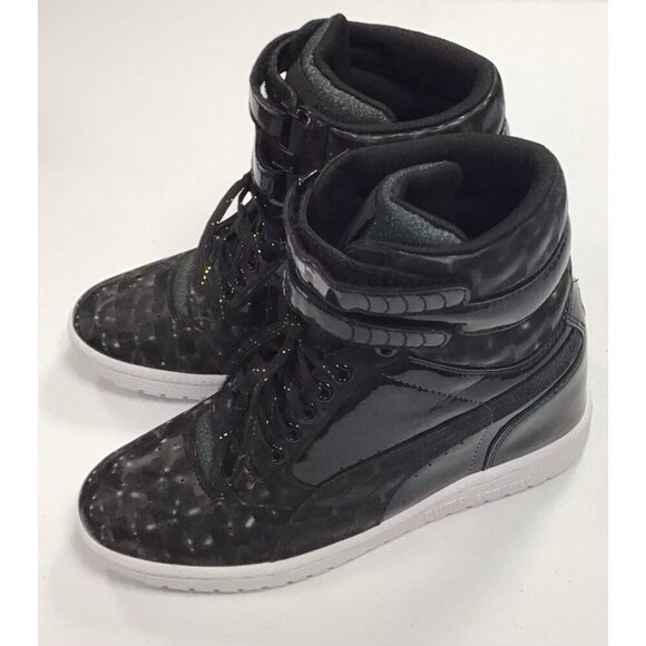 Woman’s Puma High Tops Black Size 8 🩶 - Picture 2 of 6